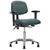 Cole-Parmer Ergonomic Chair, Vinyl, Desk Height, Blue, Adjustable Arms, Gliders