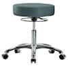 Cole-Parmer Ergonomic Stool, Vinyl, Desk Height, Blue, Chrome Casters