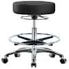 Cole-Parmer Ergonomic Stool, Vinyl, Bench Height, Black, Chrome Casters, Chrome Foot Ring