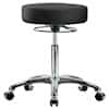 Cole-Parmer Ergonomic Stool, Vinyl, Bench Height, Black, Chrome Casters, No Foot Ring