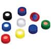 Cole-Parmer  Short Thread Cap, 9mm, Open Blue Polypropylene, Red Silicone/White PTFE Septa; 1000/pk