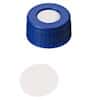 Cole-Parmer  Short Thread Cap, 9mm, Open Blue Polypropylene, PTFE Septa; 1000/pk