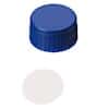Cole-Parmer  Short Thread Cap, 9mm, Closed Blue Polypropylene, PTFE Septa; 1000/pk