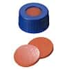 Cole-Parmer  Short Thread Cap, 9mm, Open Blue Polypropylene, Rubber/TEF Septa; 1000/pk