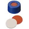 Cole-Parmer Short Thread Cap, 9mm, Blue Polypropylene, Red Rubber/PTFE Septa; 1000/pk