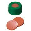 Cole-Parmer  Short Thread Cap, 9mm, Open Green Polypropylene, Rubber/TEF Septa; 1000/pk