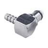 CPC (Colder) LCD Quick-Disconnect Fitting, Hose Barb Insert, Elbow, Chrome-Plated Brass, Valved, 1/4" ID; 1/Each