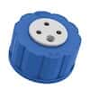 Diba Omnifit® T-Series Solvent Bottle Cap, GL45, 3 Luer Ports and 1 Venting Port, Blue