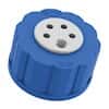 Diba Omnifit® T-Series Solvent Bottle Cap, 83B, 4 Luer Ports and 1 Venting Port, Blue