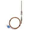 Digi-Sense Type-T Pipe-ftg Probe SS Handle Mini-Connector, 4" L .188" Dia Grounded 6ft Cable