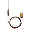 Digi-Sense Type-K Hypodermic Probe Mini-Connector, 2.25" L .063 Dia Grounded 2.5ft FEP Cable