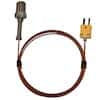 Digi-Sense Type-K Pipe Plug Probe SS 1/4" NPT (M) Mini-Connector, Flush Ungrounded 5ft Cable