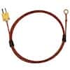 Digi-Sense Type K Economic Bolt On Thermocouple Probe #8 Screw with Mini-Connector, 12" Fiberglass Ext. Grounded 
