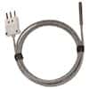 Digi-Sense Compact RTD Probe, 100 Ohm, ANSI 3-Blade Connector, 1.5" Length, 5 ft Stainless Steel Braid Cable