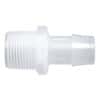 Eldon James Threaded to Hose Barb Fitting, Straight Adapter, Natural Nylon, 1/4" NPT(M) x 3/8" ID; 10/PK