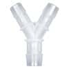 Eldon James Hose Barb Fitting, Y Reducer, Animal-Derivative-Free Polypropylene, 3/8" ID x 1/2" ID; 10/PK
