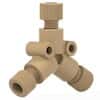 Idex Low-Pressure Y Connector Assembly, Natural PEEK, 0.020" Bore, 1/8" OD Tubing, 1/4-28 Flat Bottom; 1/EA