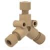 Idex Low-Pressure Y Connector Assembly, Natural PEEK, 0.060" Bore, 1/8" OD Tubing, 1/4-28 Flat Bottom; 1/EA