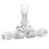 Idex Low-Pressure Tee Assembly, Natural ETFE, 0.020" Bore, 1/16" OD Tubing, 1/4-28 Flat Bottom; 1/EA