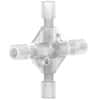 Idex Low-Pressure Cross Assembly, Natural ETFE, 0.050" Bore, 1/8" OD Tubing, 1/4-28 Flat Bottom; 1/EA