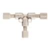 Idex Low-Pressure Tee Assembly, Natural PEEK, 0.050" Bore, 1/8" OD Tubing, 1/4-28 Flat Bottom; 1/EA