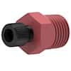 Idex Threaded Adapter with Fitting, Red PEEK, 1/16" ID, 1/4-28 Flat Bottom (F) to 1/4" NPT(M)
