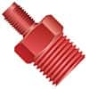Idex Threaded Adapter, Red PEEK, 0.062" ID, 1/4-28 Flat Bottom (M) to 1/4" NPT(M)