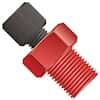 Idex Threaded Adapter with Fitting, Red PEEK, 1/16" ID, 1/4-28 Flat Bottom (F) to 1/8" NPT(M)