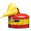 Justrite 7150100 Steel Safety Can for Flammables, Type I, Flame Arrester, 5 Gal