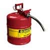 Justrite 7250130 Steel Safety Can for Flammables, Type II, 1" Metal Hose, AccuFlow, 5 Gal