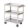 Lakeside Carts 526 General-Purpose Stainless Steel Cart with Guard Rails; 27" x 18", 3 Shelves, 400 lb Capacity