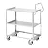 Lakeside Carts 6600 Ergonomic Stainless Steel Cart without Guard Rails; 24" x 15-1/2", 2 Shelves, 300 lb Capacity