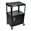 Luxor AVJ42C Adjustable Steel AV Cart Cabinet, Black