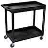 Luxor EC11-B Tub Shelf Utility Cart with Two 2-1/2" Tub Shelves, Black