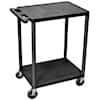 Luxor Multipurpose Utility Cart, Two Flat Shelves, Black; 33.5" H