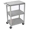 Luxor Multipurpose Utility Cart, Three Flat Shelves, Gray; 34" H