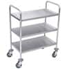 Luxor Multipurpose Utility Cart, Stainless Steel, Three Shelves, 300 lb Capacity