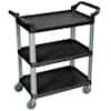 Luxor Serving Cart, Three Shelves, 200 lb, Black