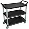 Luxor Serving Cart, Three Shelves, 300 lb, Black