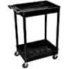 Luxor Tub Shelf Utility Cart with Two 2-3/4" Tub Shelves, Black