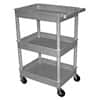 Luxor Tub Shelf Utility Cart with Three 2-3/4" Tub Shelves, Gray