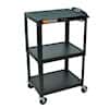Luxor AVJ42 Adjustable Steel AV Utility Cart, Three Shelves, Black; 42" H