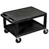 Luxor AV Utility Cart, Two Tuffy Flat Shelves, Black; 16" H