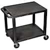Luxor AV Utility Cart, Tall, Two Tuffy Flat Shelves, Black; 24.5" H