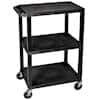 Luxor WT34S Multipurpose Utility Cart, Three Tuffy Flat Shelves, Black; 34" H