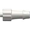 Value Plastics Luer to Hose Barb Fitting, Straight Adapter, White Nylon, Male Luer Integral Lock Ring x 500 Series Barb 1/4" ID; 25/Pk