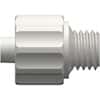 Value Plastics Luer to Threaded Fitting, Straight Adapter, White Nylon, Male Luer Integral Lock Ring x 1/4-28 UNF (M) Thread; 25/Pk