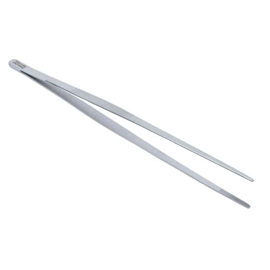 Stainless Steel Tweezers, Straight Narrow Tip, Serrated, 305mm