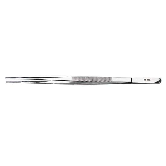 Stainless Steel Tweezers, Straight Tip, Serrated, 152mm
