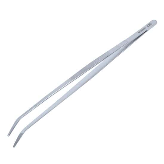 Stainless Steel Tweezers, Bent Tips, Serrated, 305mm